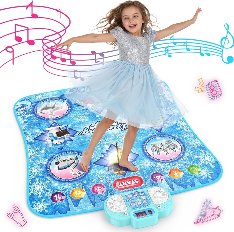 Eterfun Store Dance Mat Toys - 8-Button Frozen Toys for Girls Electronic Dance Pad with 5 Game Modes, Touch Sensitive Kids Musical Mat Toy Christmas & Birthday Gift for 3 4 5 6 7 8 9 10+ Years Old Girls(Blue) - Image 1